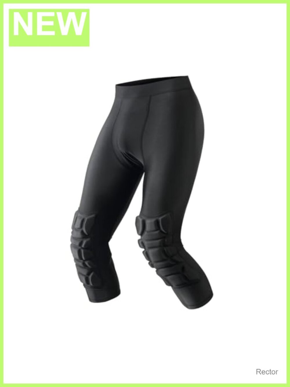 Men's 3/4 Compression Pants with Knee Pads & Cup Pocket Basketball Sports Tights